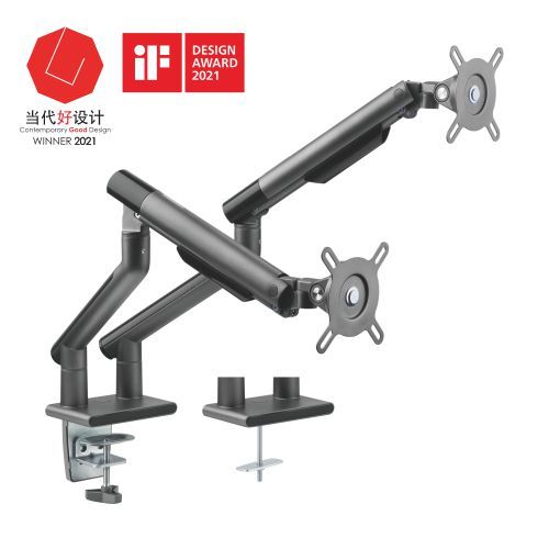 Brateck Dual Monitor Slim Aluminum Spring-Assisted Arm 17'-32' - Black
