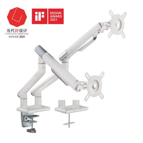 Brateck Dual Monitor Slim Aluminum Spring-Assisted Arm 17'-32' - White