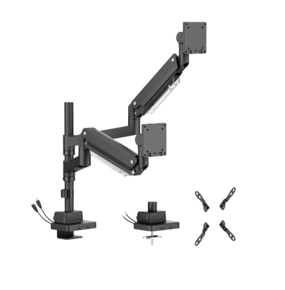 Brateck LDT80-C024UCP Matte Black Super Heavy-Duty Pole-Mounted Gas Spring