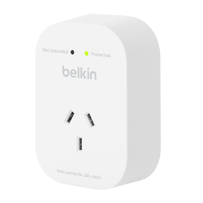 Belkin SurgePro 1-Outlet Surge Protector - White (SRA010AU),1800 Joules