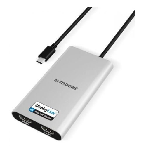mbeat® USB-C Dual 4K HDMI DisplayLink® Adapter