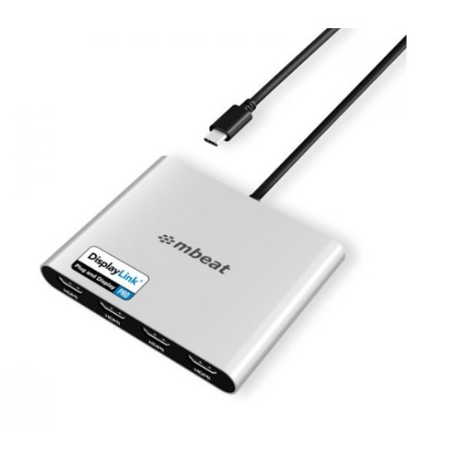 mbeat® USB-C Quad 4K HDMI DisplayLink® Adapter