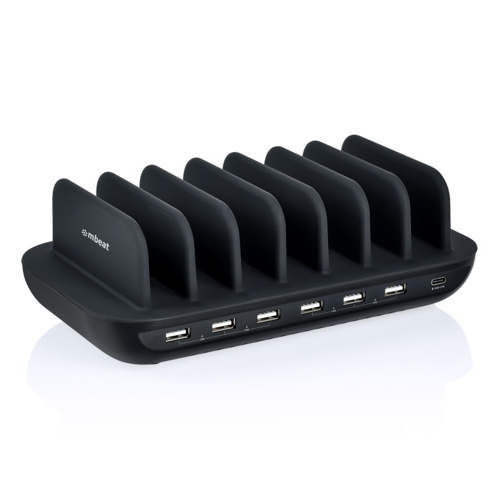 mbeat® Gorilla Power 60W 7 Port USB-C & USB Charging Station 6× USB-A 1×