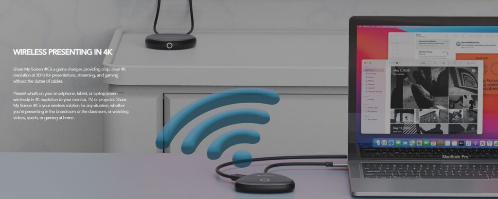 Verbatim 4K Wireless USB-C HDMI Adapter Dongle -Share My Screen Mirror Image.