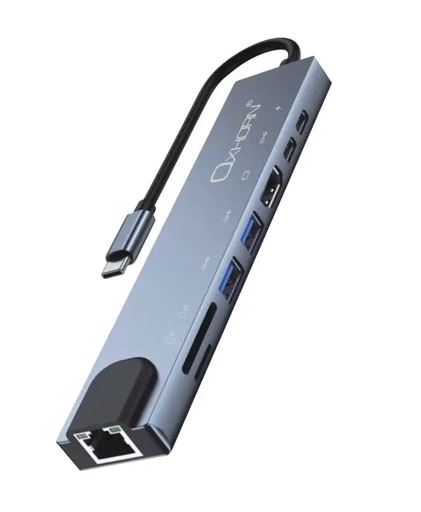 Oxhorn SuperSpeed 8-in-1 USB C to HDTV Adapter Hub 1xHDMI 4K 1xEtherne LAN