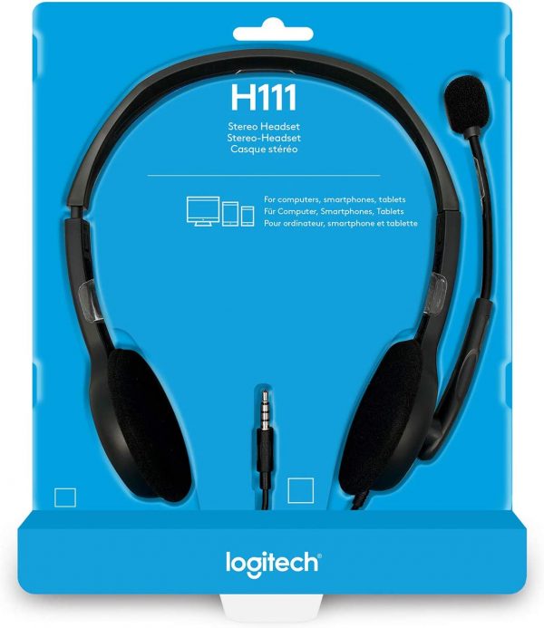 Logitech H111 Stereo Headset (Single 3.5mm Jack) Cable length: 7.71 ft (2.35