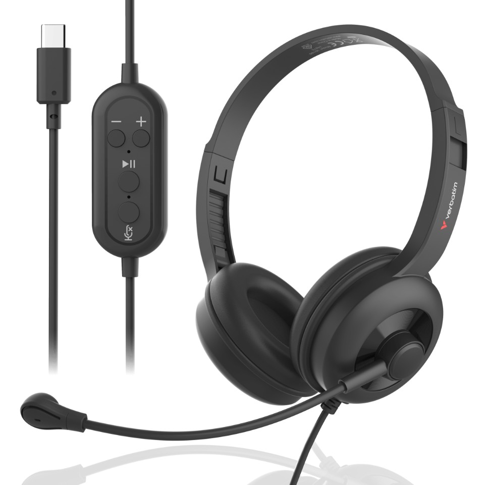 Verbatim ClaritySound Headset With USB-C Clear Sound, Comfort