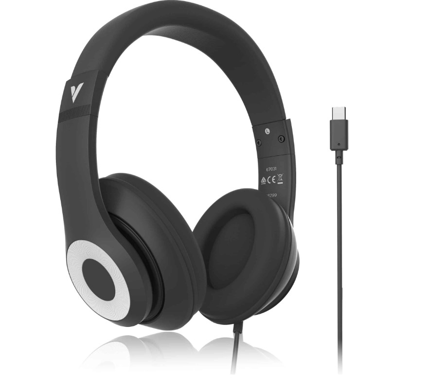Verbatim Audio Headphone Mic Classic Type C - Black, Clear Sound, Comfort