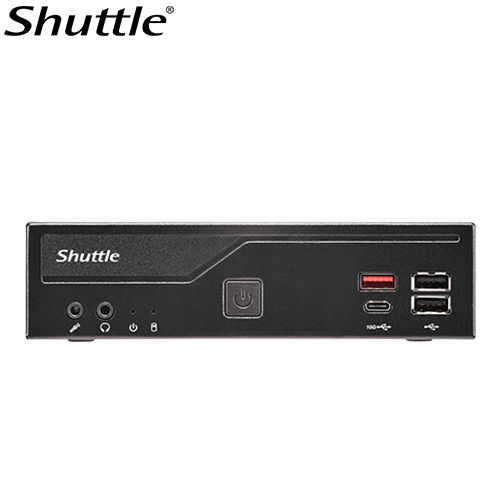Shuttle DH810 Slim Mini PC 1.3L chassis - Intel Core Ultra 200 serie ,2 x DDR5 SODIMM slots,48GB, 2xLAN (1G & 2.5G), 2xRS232, HDMI, 2xDP, 120W, Vesa - Compact desktop