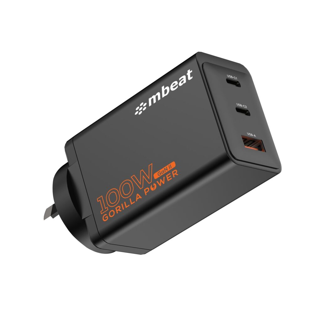 mbeat® Gorilla Power PD 100W GaN II USB-C Charger 50% smaller than