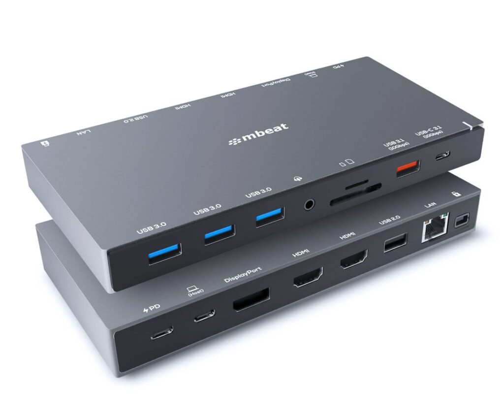 mbeat 15-in-1 Triple Display USB-C Docking Station 2x HDMI 1x DP 1x 100W