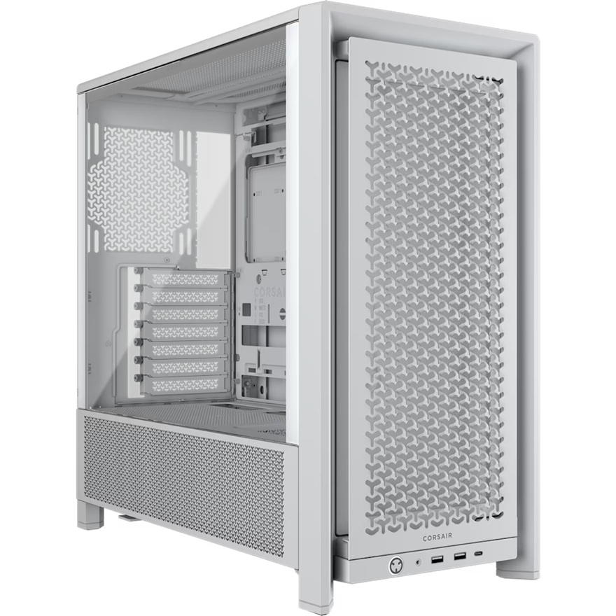 Corsair FRAME 4000D Modular Mid-Tower PC Case - White, ATX, 430mm GPU, 170mm CPU cooler, 360mm rad, 1x HD Audio, 1x USB-C 3.2 Gen 2