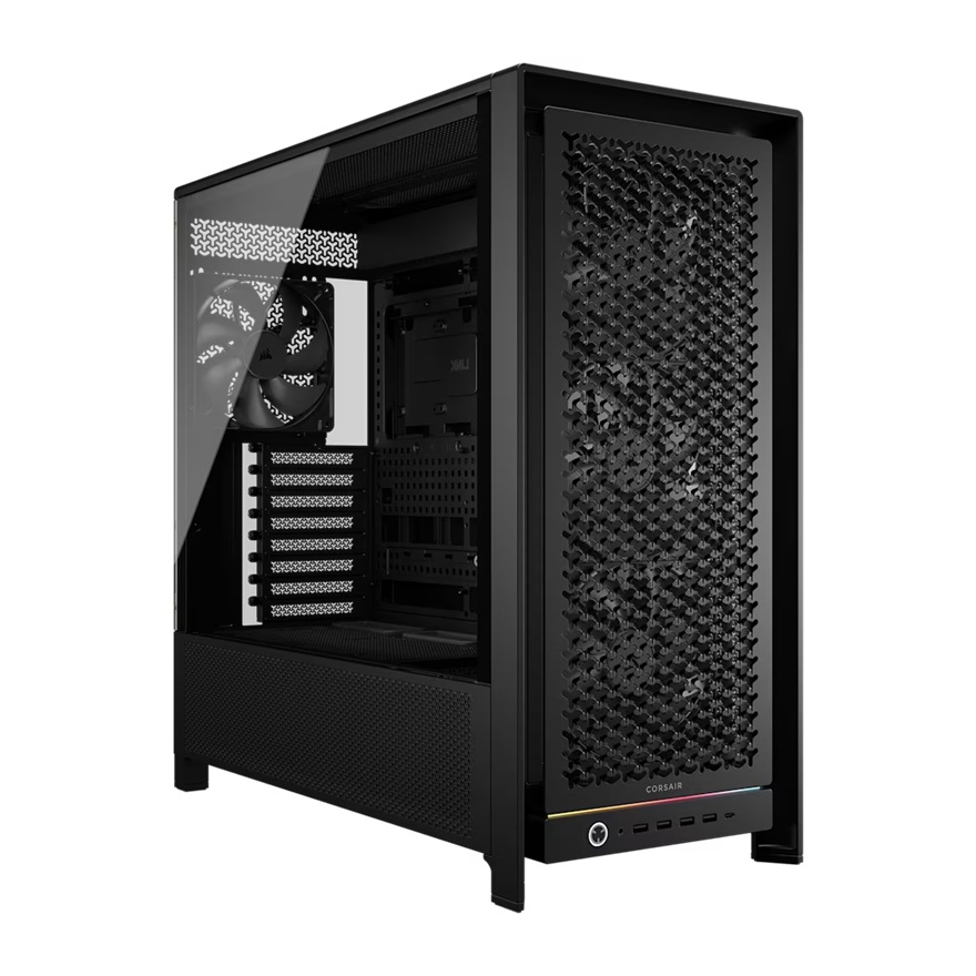 Corsair FRAME 5000D RS HIGH-AIRFLOW MID-TOWER PC CASE - BLACK, ATX, 450mm GPU, 175mm CPU cooler, 360mm rad, 4x RS140, 1x USB-C 3.2 Gen2