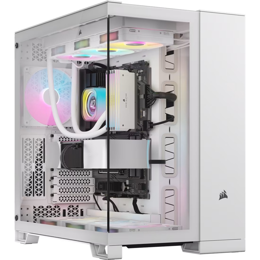 Corsair 6500X Mid-Tower Dual Chamber PC Case - White, ATX, E-ATX, 400mm GPU Support, 360mm Radiator Support, Tempered Glass, Reverse Connector(LS)