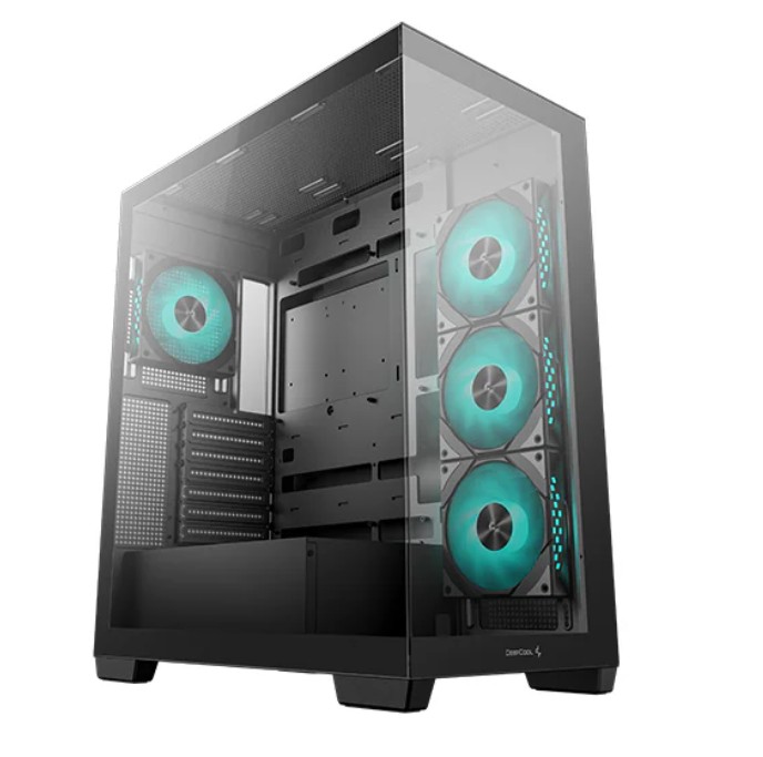 DeepCool CG580 4F Panoramic ATX Mid-Tower Case, 4 x Pre Installed Fans Single Chamber, Support Up to 2x 360mm Radiators, Front 2x USB3.0 (LS)