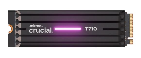 Crucial T710 4TB PCIe Gen5 NVMe 2280 SSD w Heatsink - 14500/13800 MB/s R/W 2400TBW 2.3M IOPs 1.5M hrs MTTF with DirectStorage for Intel & AMD 5yrs