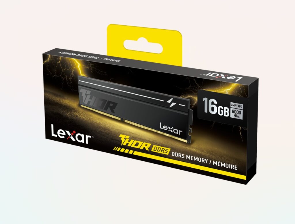 Lexar LD5U16G60C400V-RGS DDR5 UDIMM 16GB 6000 MT/s 1.4V CL40 THOR G2 OC HEATSINK BLACK INTEL XMP 3.0 & AMD EXPO