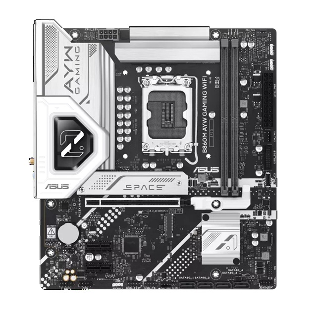 ASUS B860M AYW GAMING WIFI Micro-ATX Motherboard Up to 128GB DDR5 (2x Slots), 1 x PCIe 4.0, 2 x M.2 slots, WiFi 6,