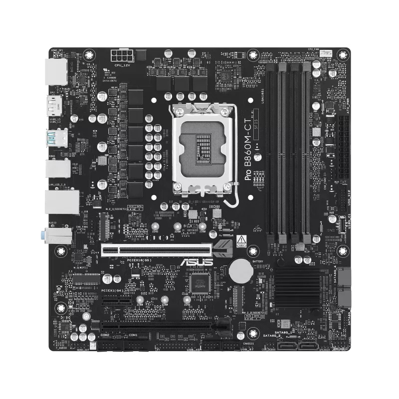 ASUS PRO B860M-CT-CSM-SI, Micro-ATX Motherboard, Intel B860, LGA1851, DDR5 256GB, PCIe 5.0, 2× M.2, 1GbE, Commercial BIOS