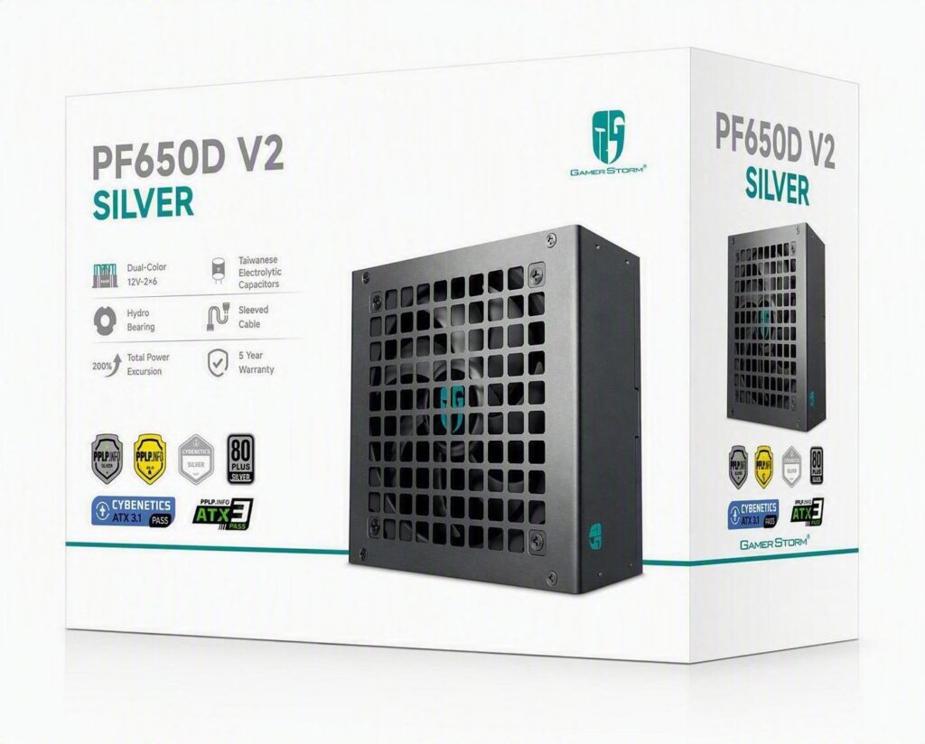 DeepCool PF650D V2 650W Gamer Storm 80+ Silver/Cybenetics Non-Modular ATX Power Supply, Taiwanese Capacitors, ATX12V V3.1