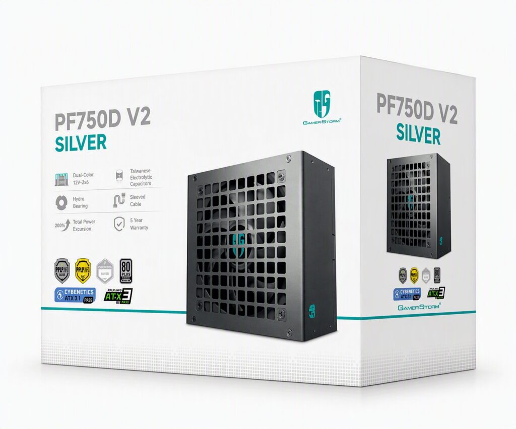 DeepCool PF750D V2 750W Gamer Storm 80+ Silver/Cybenetics Non-Modular ATX Power Supply, Taiwanese Capacitors, ATX12V V3.1