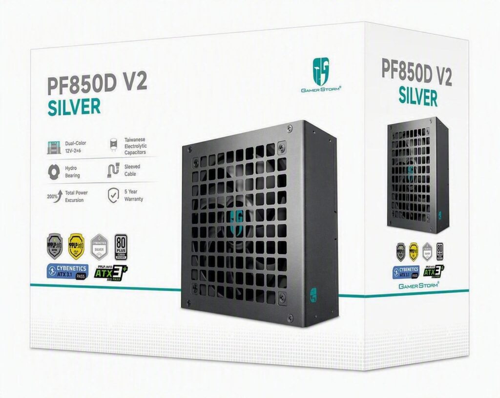 DeepCool PF850D V2 850W Gamer Storm 80+ Silver/Cybenetics Non-Modular ATX Power Supply, Taiwanese Capacitors, ATX12V V3.1