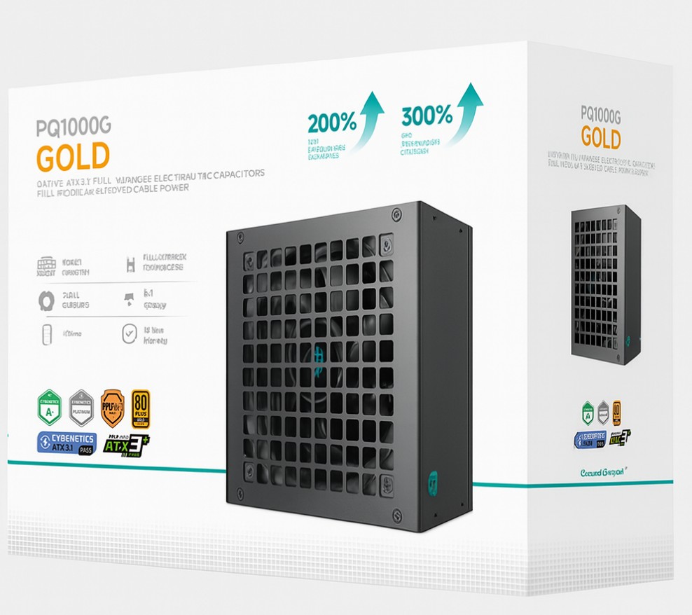 DeepCool PQ1000G 1000W Gamer Storm 80+ Gold/Cybenetics Fully Modular ATX Power Supply 120mm Fan, Japanese Capacitors, DC to DC, ATX12V V3.1,