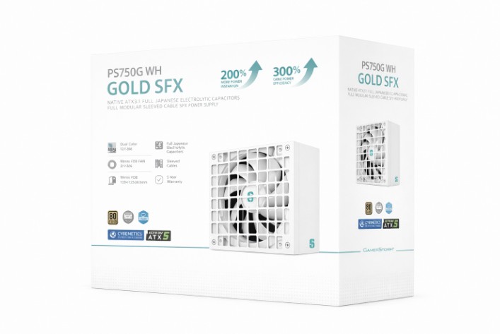 DeepCool PS750G WH 750W Gamer Storm SFX ,Full Japanese Electrolytic Capacitors, Cybenetics Platinum /PPLP Gold, Fluid Dynamic Bearing