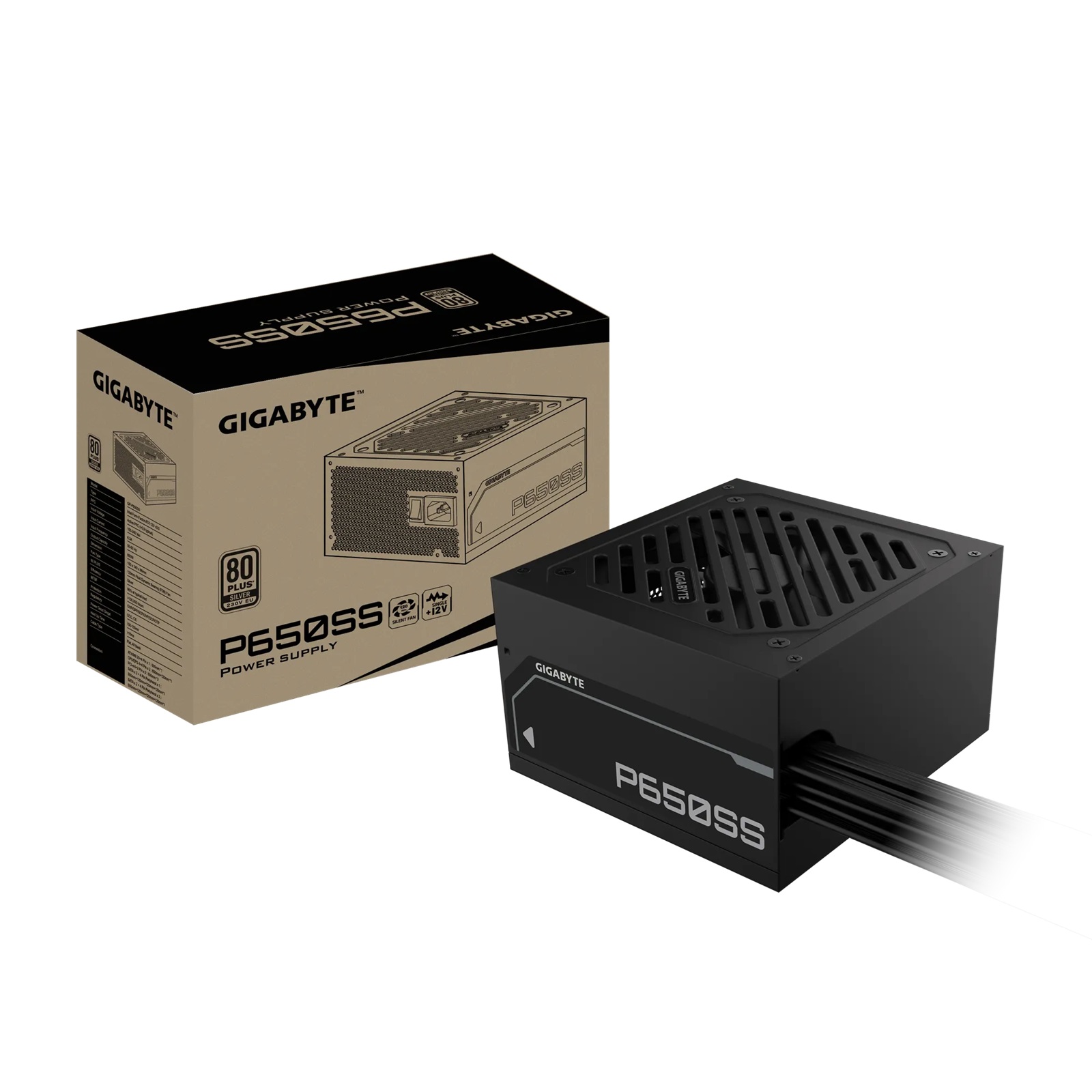 Gigabyte GP-P650SS 650W ATX PSU Power Supply 80+ Silver 120mm 12V >100K Hrs 50-60 Hz 650W 120mm Fan