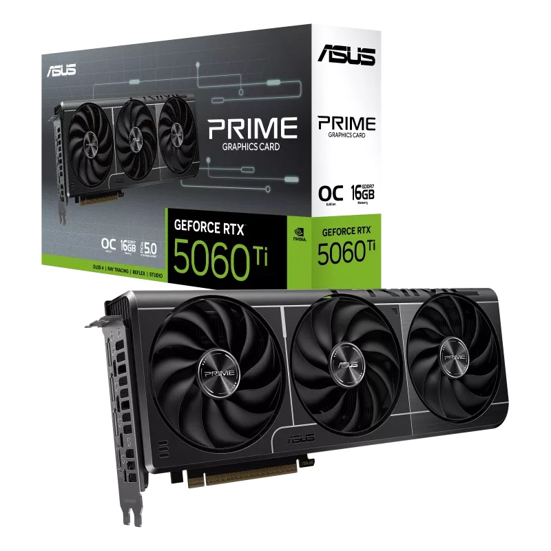 ASUS nVidia GeForce PRIME GeForce RTX™ 5060 Ti 16GB GDDR7 OC Edition, 128-bit, PCIe 5.0, 2647MHz, 4608 CUDA, 2.5-Slot