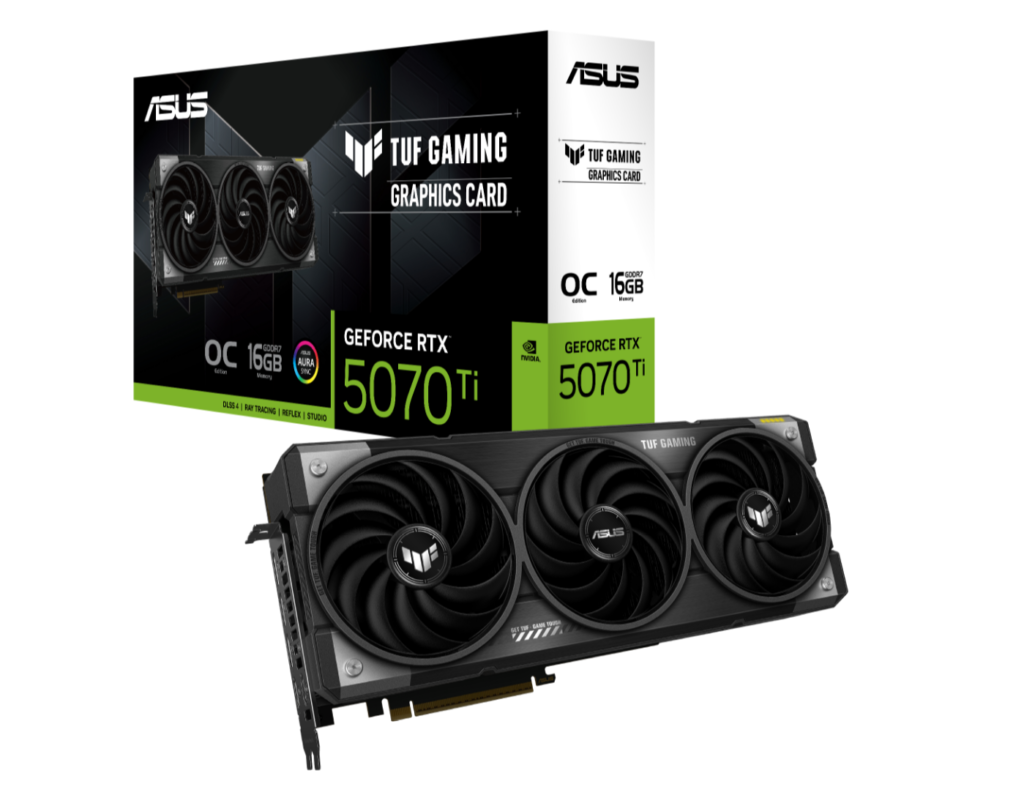 ASUS nVidia GeForce TUF-RTX5070TI-O16G-GAMING RTX5070TI 16GB GDDR7 2588MHz Boost Clock 28 Gbps 256-bit HDMI*2,DP*3,16G,D7 1484 TOPs