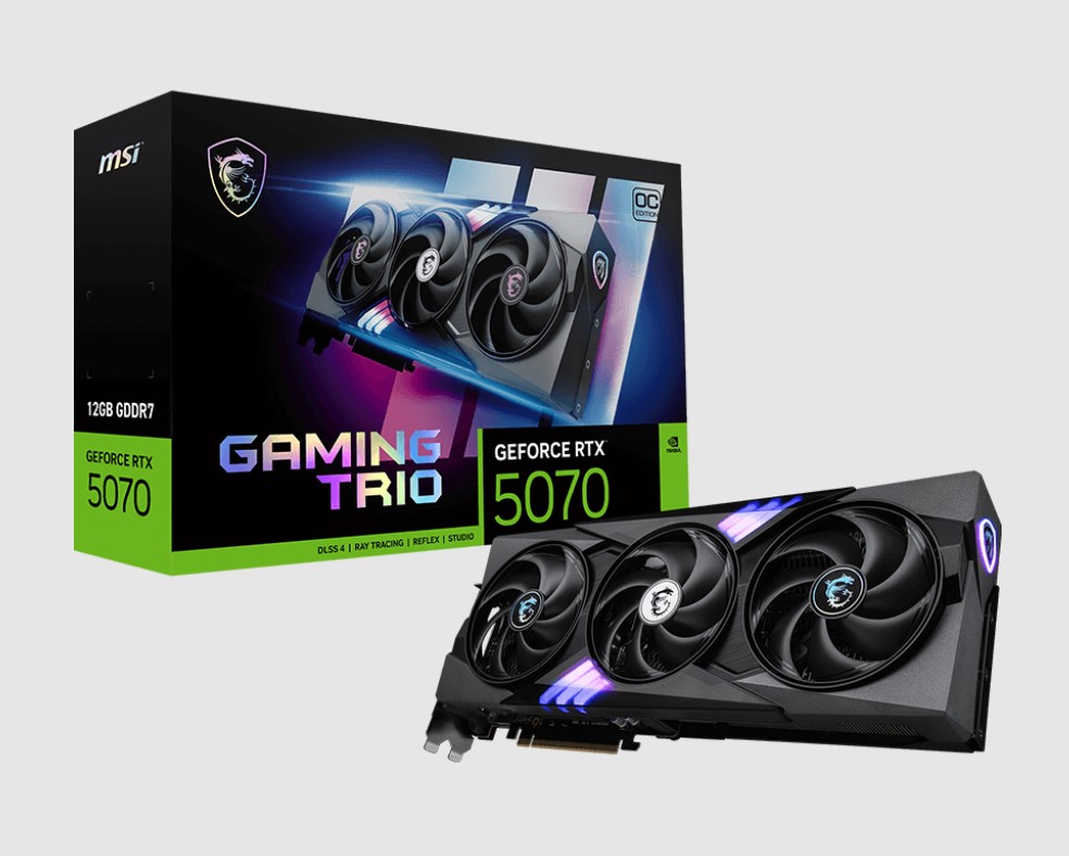 MSI nVidia GeForce RTX™ 5070 12G GAMING TRIO OC, PCI Express® Gen 5, Boost: 2610 MHz, CUDA 6144 Units, 12GB GDDR7, HDMI™ x 1