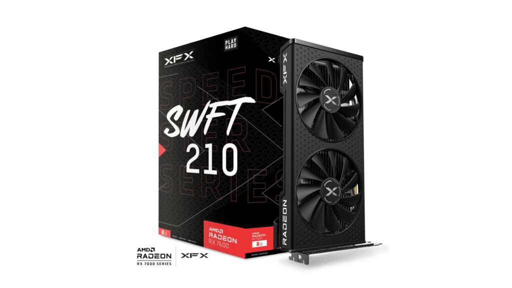 XFX Speedster SWFT210 AMD Radeon RX 7600 Core Gaming Graphics Card with 8GB GDDR6 HDMI 3xDP, AMD RDNA™ 3 (RX-76PSWFTFY)