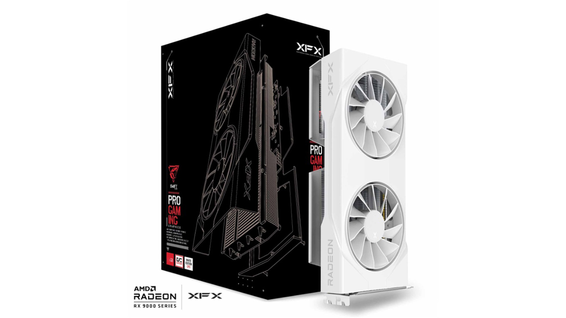 XFX Swift AMD Radeon RX 9060XT OC White Gaming Edition with 16GB GDDR6 HDMI 2xDP, AMD RDNA™ 4 (RX-96TSW16WQ)